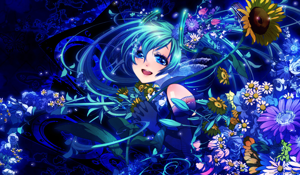 Хатсуне в цветках