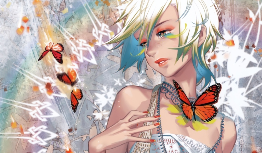 Аниме девочка с бабочками