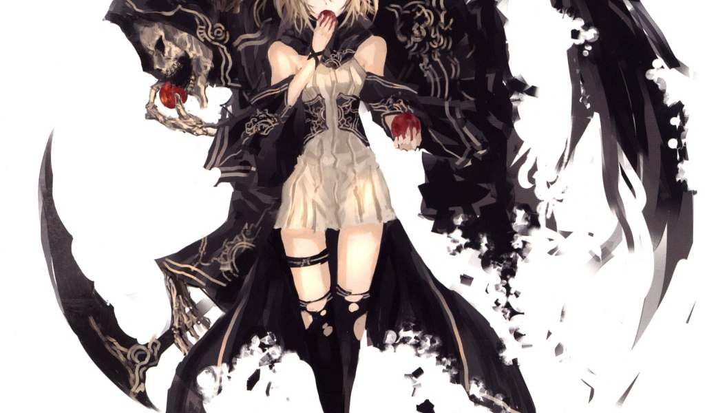 Девочка ест яблоки