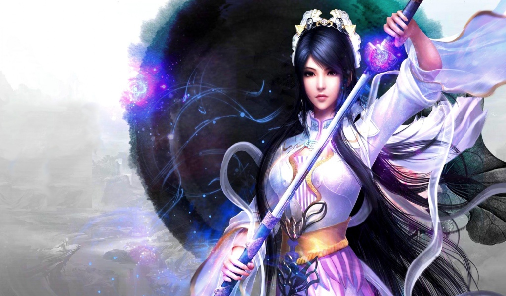 Японка с синими волосами