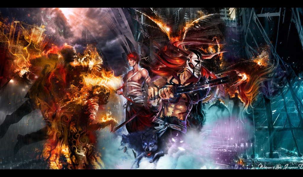 Человек и огненные монстры