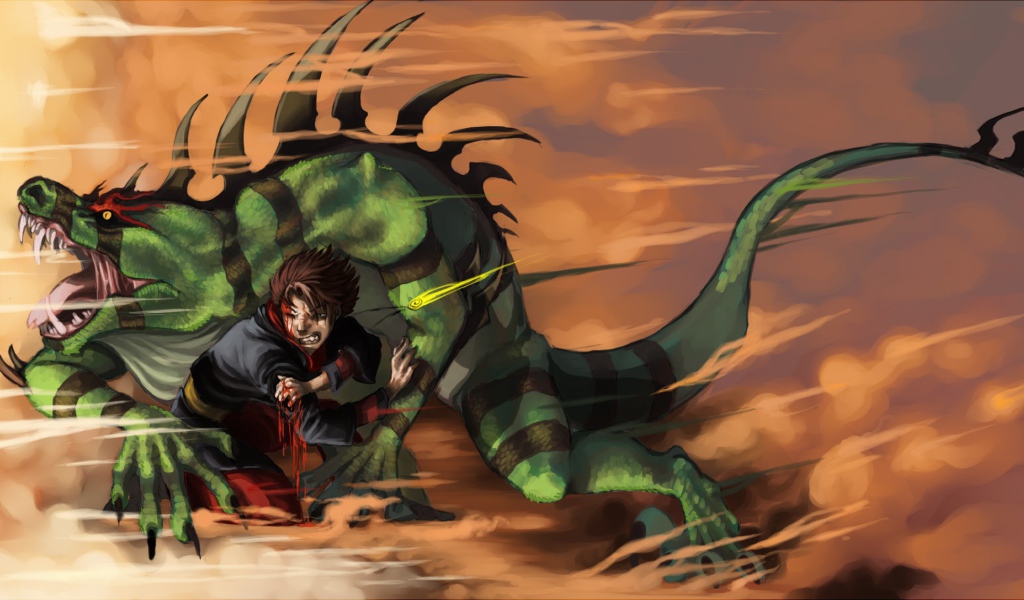 Борьба мальчика с зеленым драконом