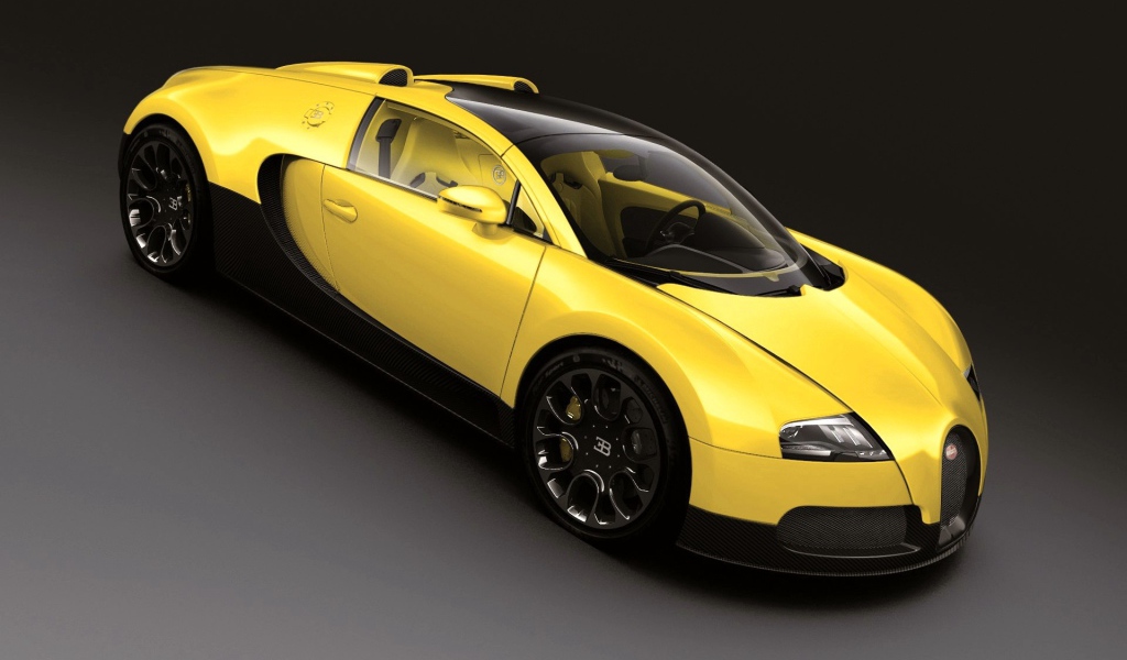 Желтый Bugatti Veyron 16.4 Grand Sport