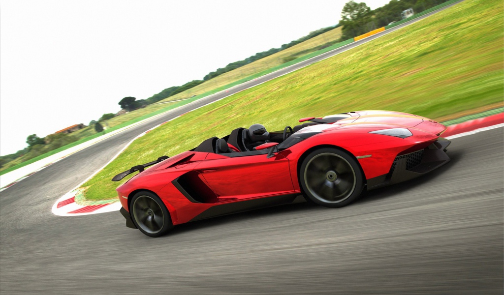 Красный Lamborghini Aventador J