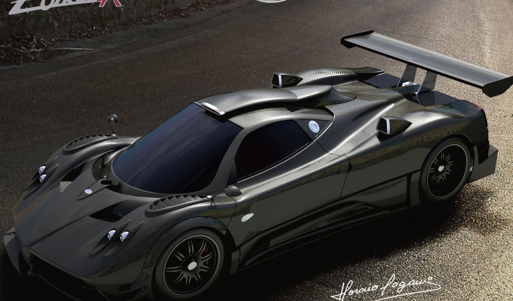 Автомобиль Pagani Zonda на дороге