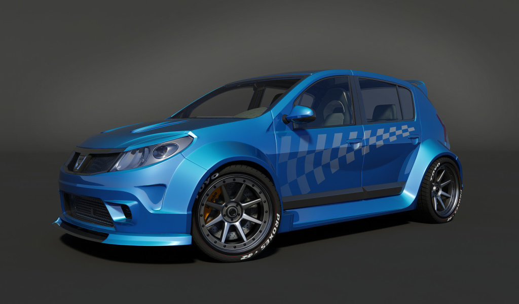 Автомобиль Ренаульт Sandero на дороге