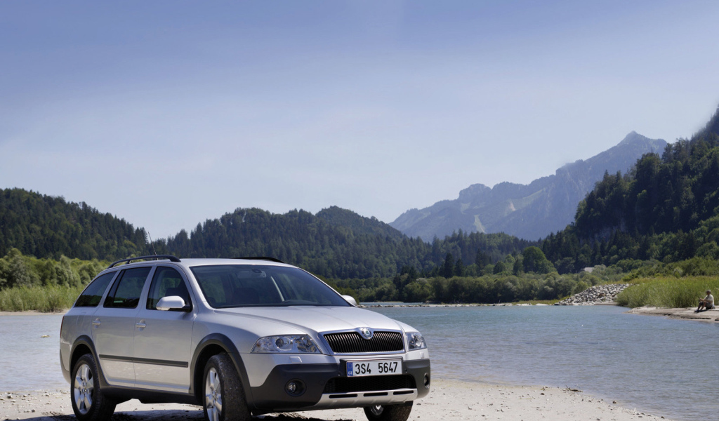 Car Skoda Octavia Scout in 2014 on the road 