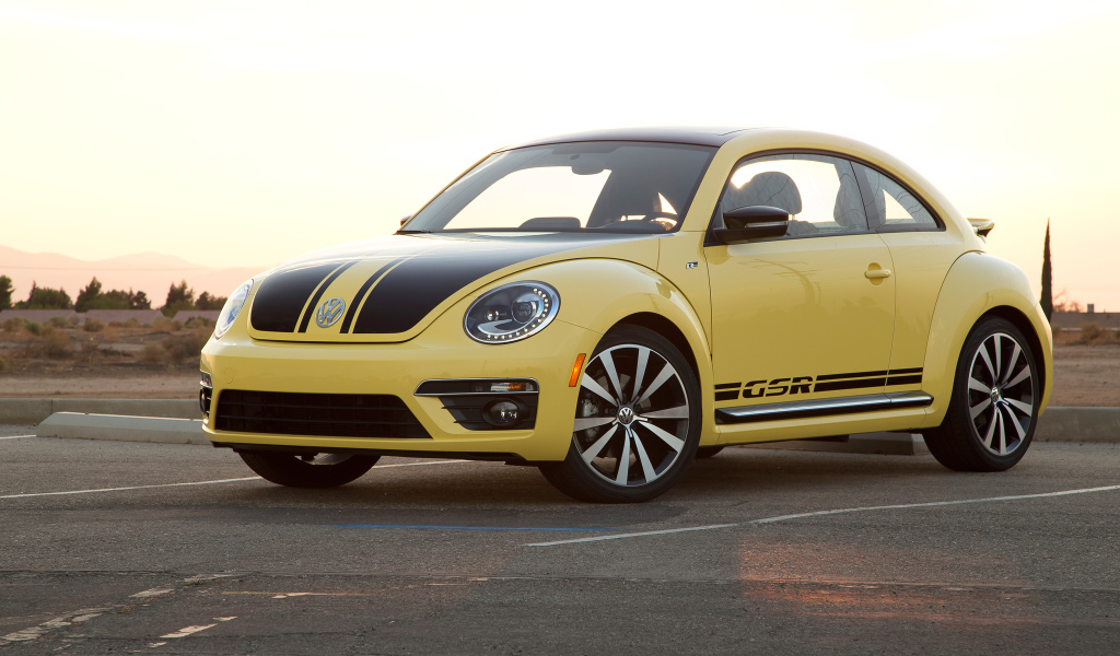Автомобиль Volkswagen Beetle 2014 на дороге 