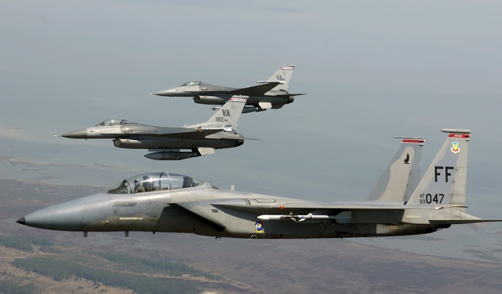 F15 eagle joined F16 fighting falcons