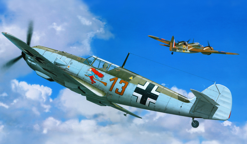 Немецкий самолет в бою