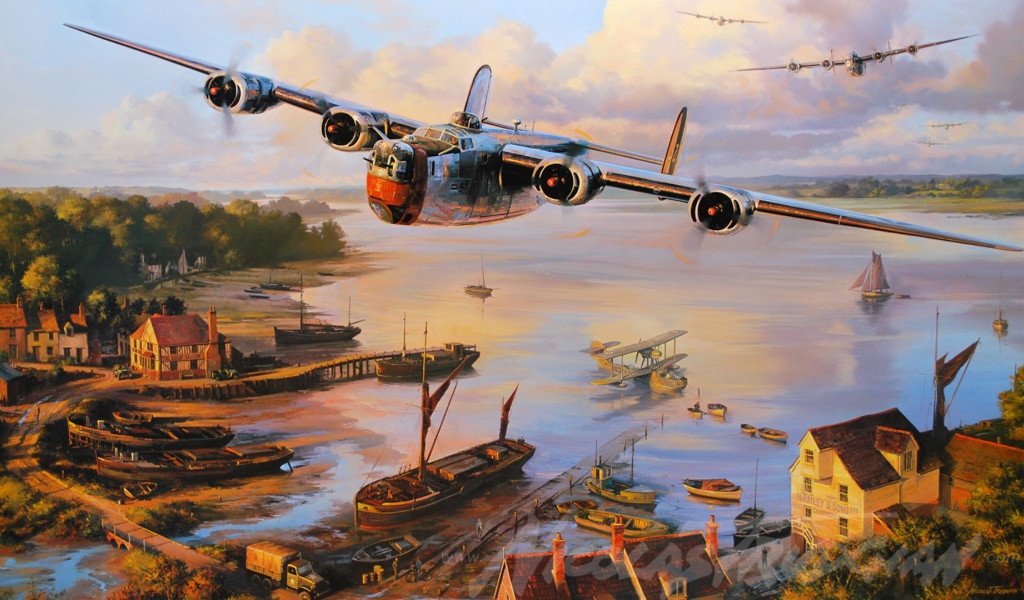 Старый самолет над бухтой