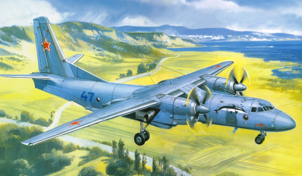 Советский самолет над полями