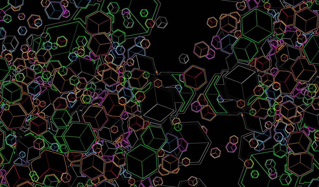 Черные обои с красочными фигурами