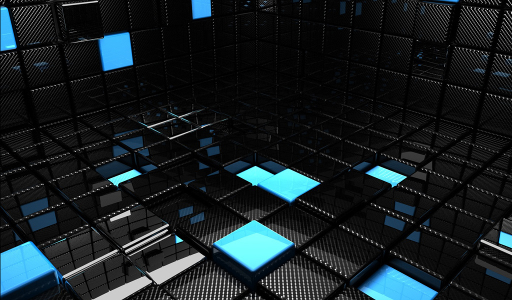 Черные обои с кубической абстракцией