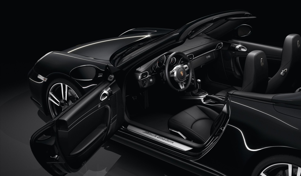 Черные обои с роскошным порше