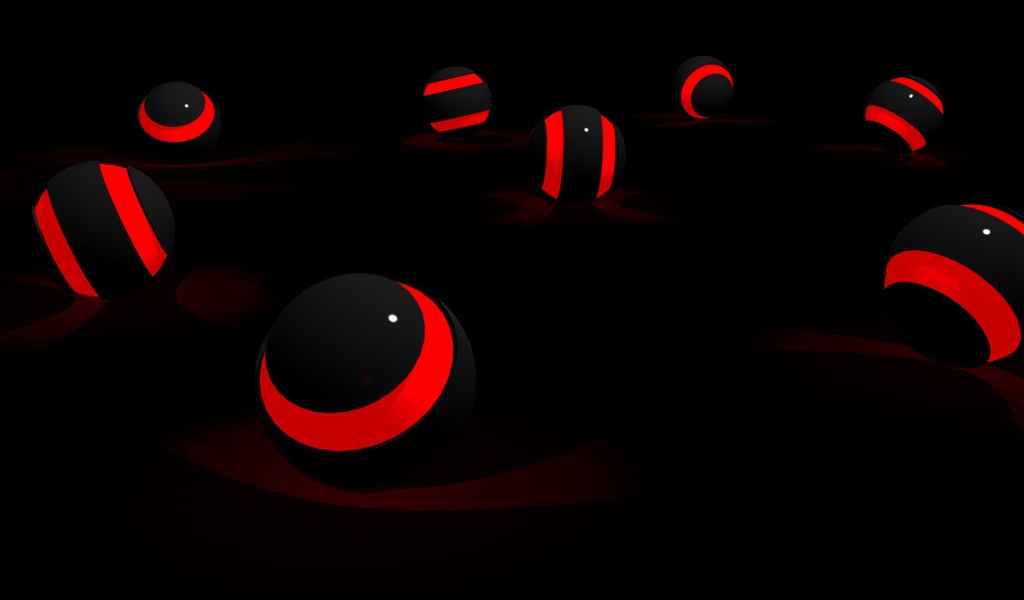 Черные обои с красными шарами