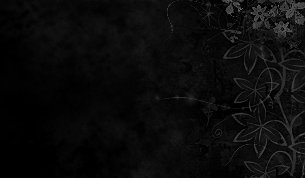 Цветочный орнамент на черных обоях
