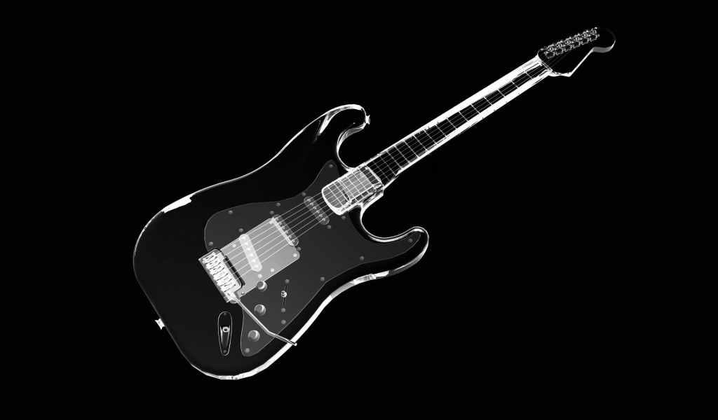 Гитара на черных обоях