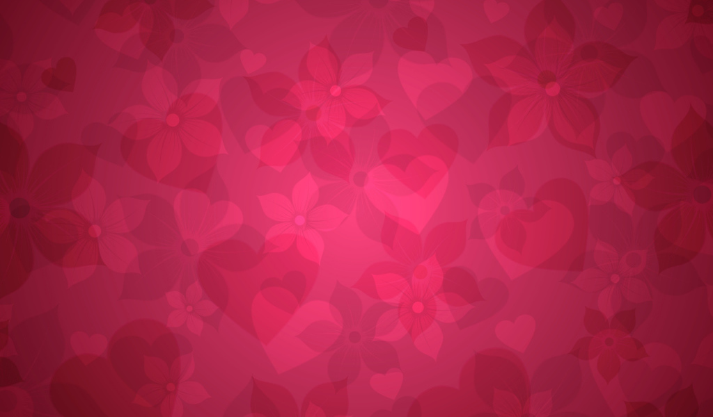 Сердечки на розовых обоях