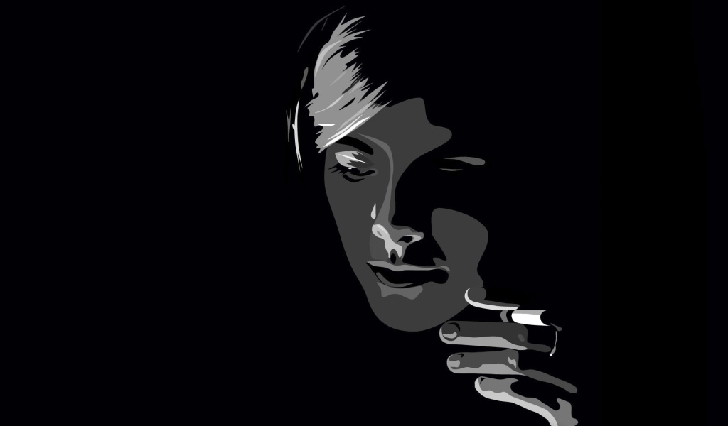 Лицо человека на черных обоях