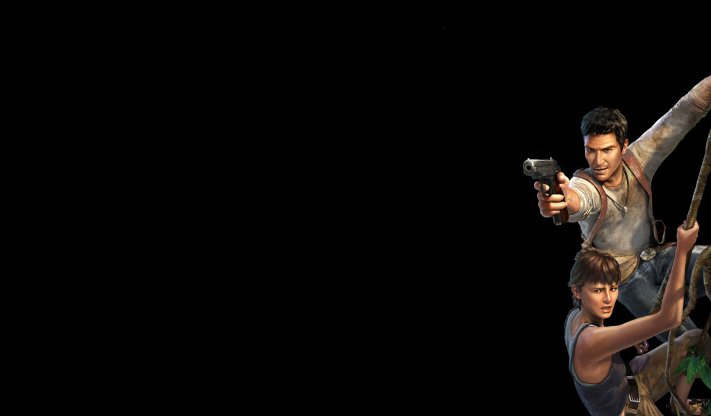 Герои фильма на черных обоях