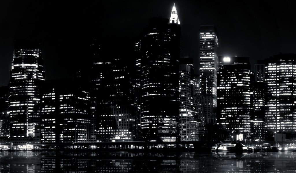 Ночные огни на черных обоях