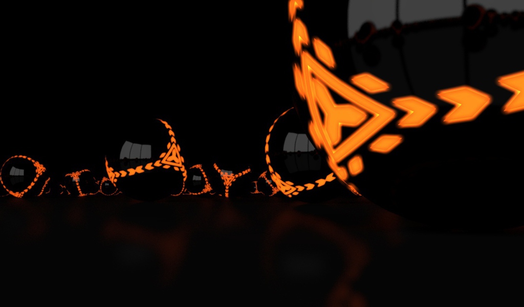 Оранжевые шары на черных обоях