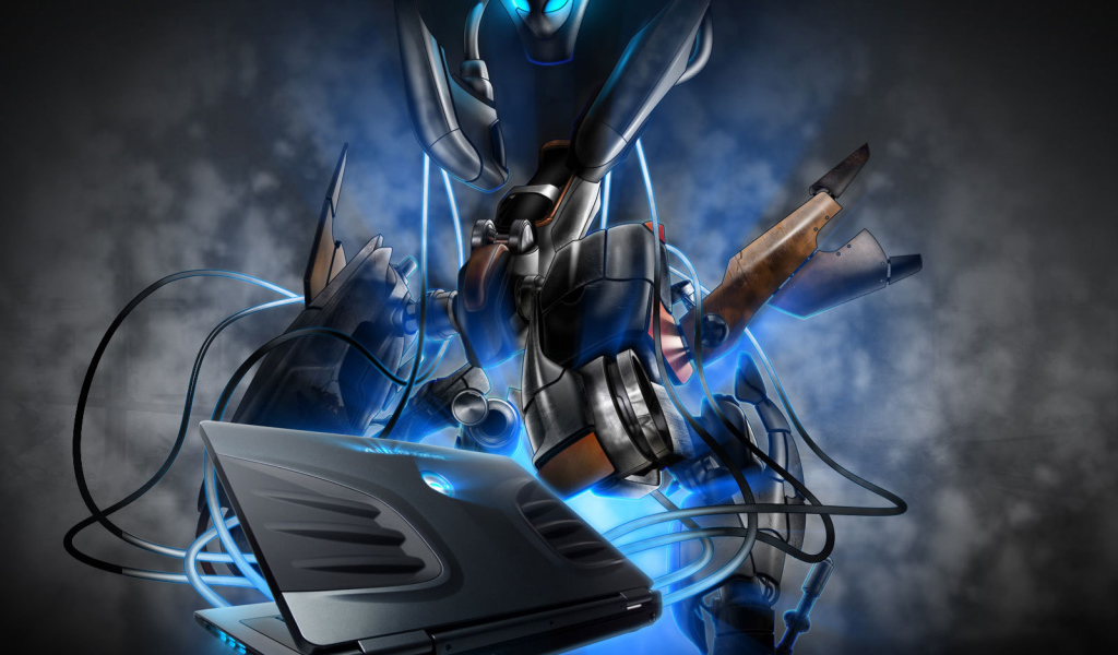 Робот с ноутбуком HP