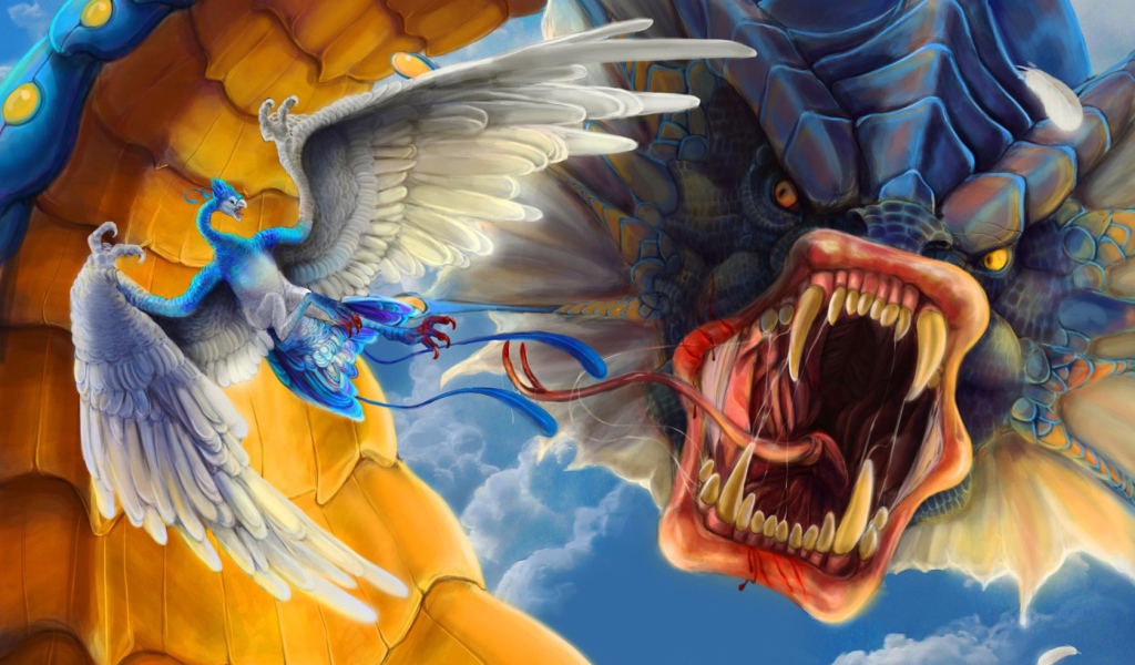 Дракон и птица Покемон