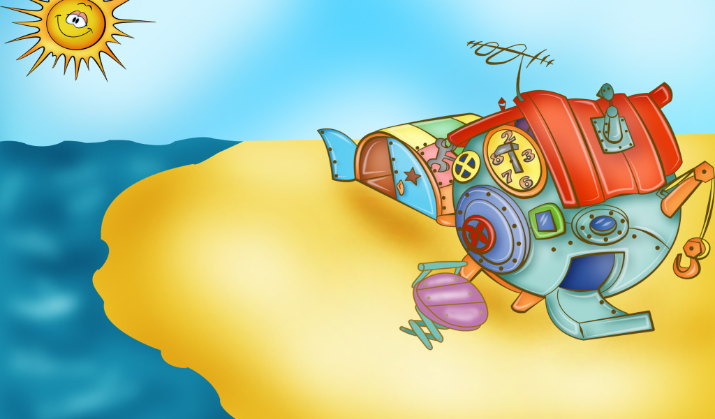 Пляж в мультфильме Смешарики