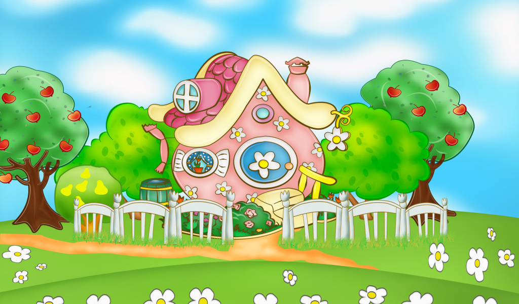 Красивый домик в мультфильме Смешарики
