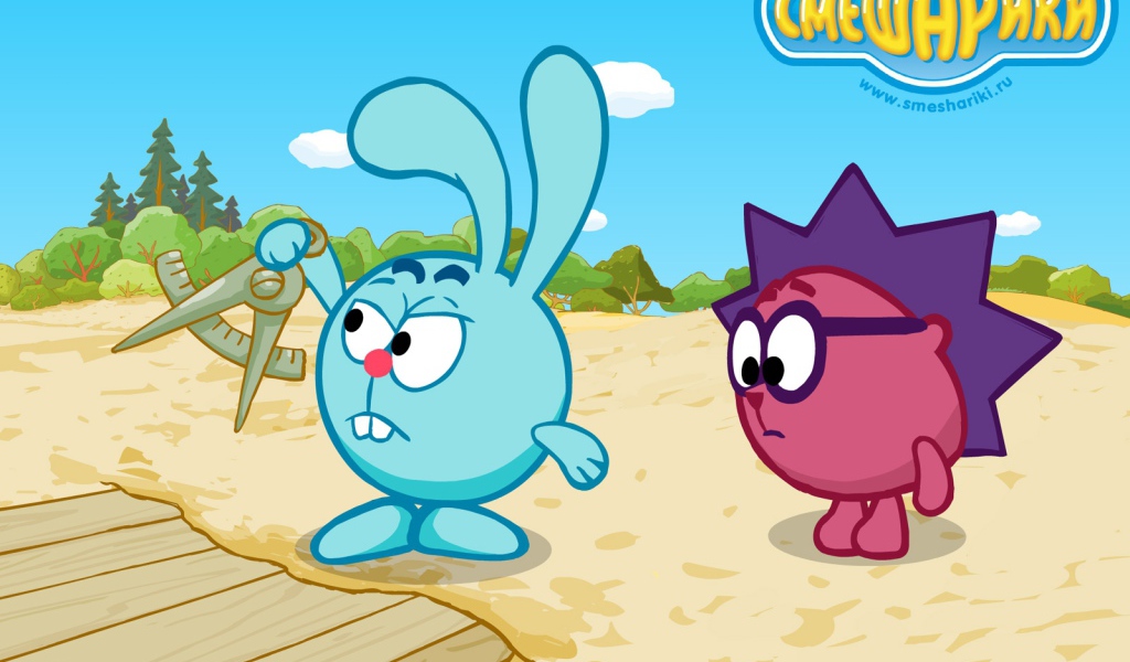 Крош и Ежик в мультфильме Смешарики