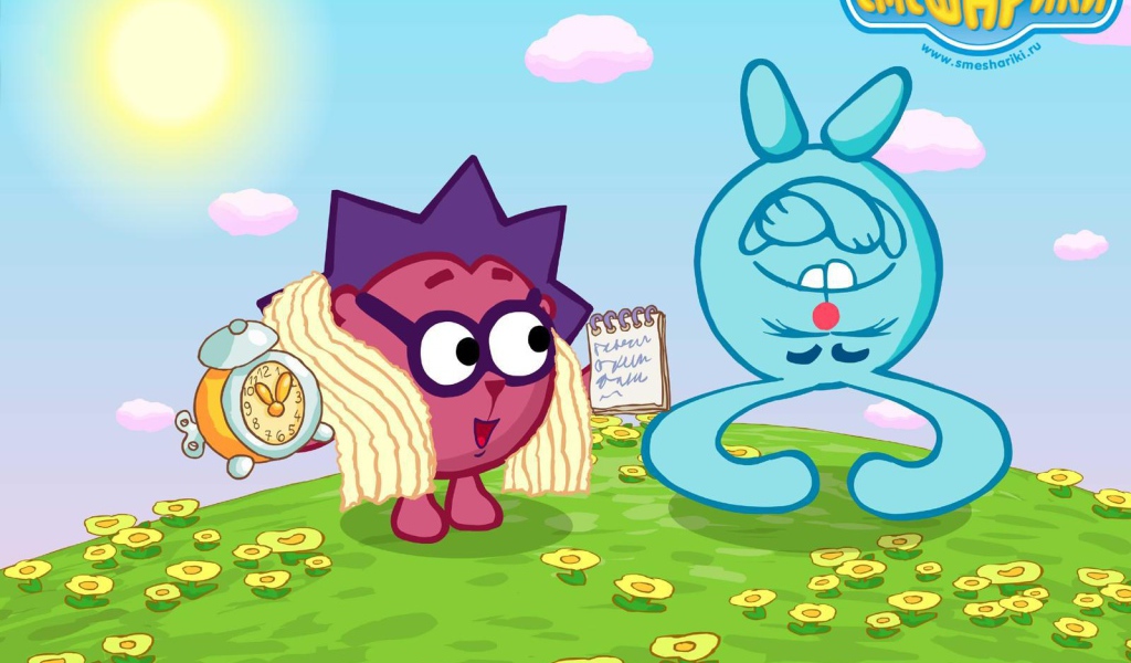 Ежик и Крош в мультфильме Смешарики