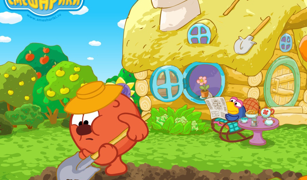 Копатыч в огороде в мультфильме Смешарики