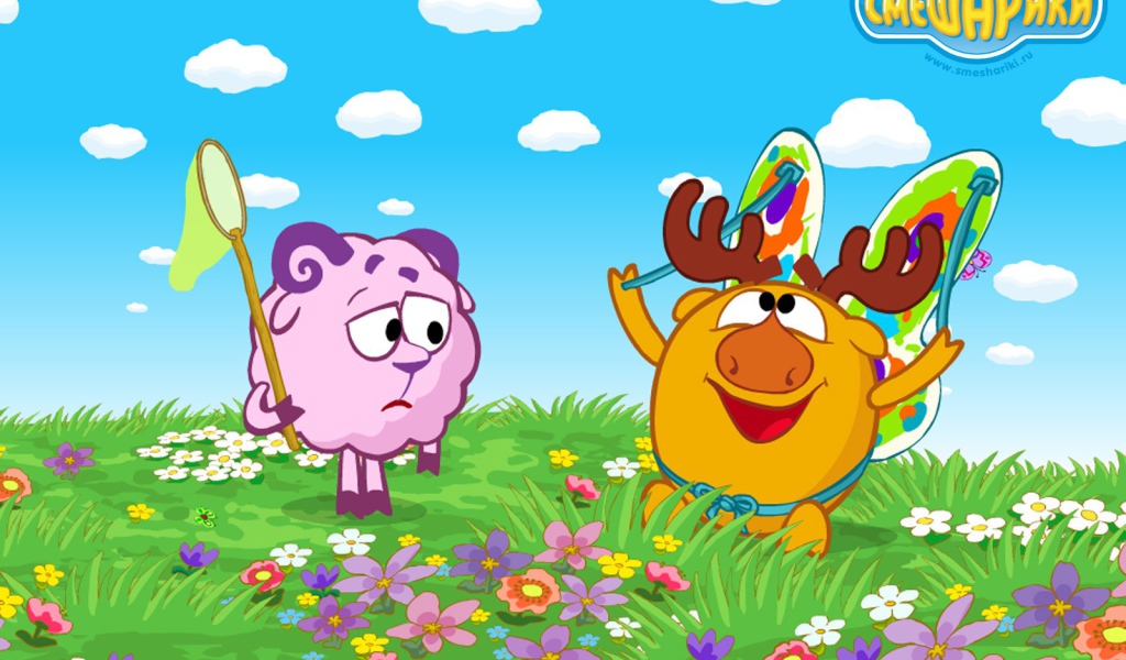 Нюша и Лосяш в мультфильме Смешарики