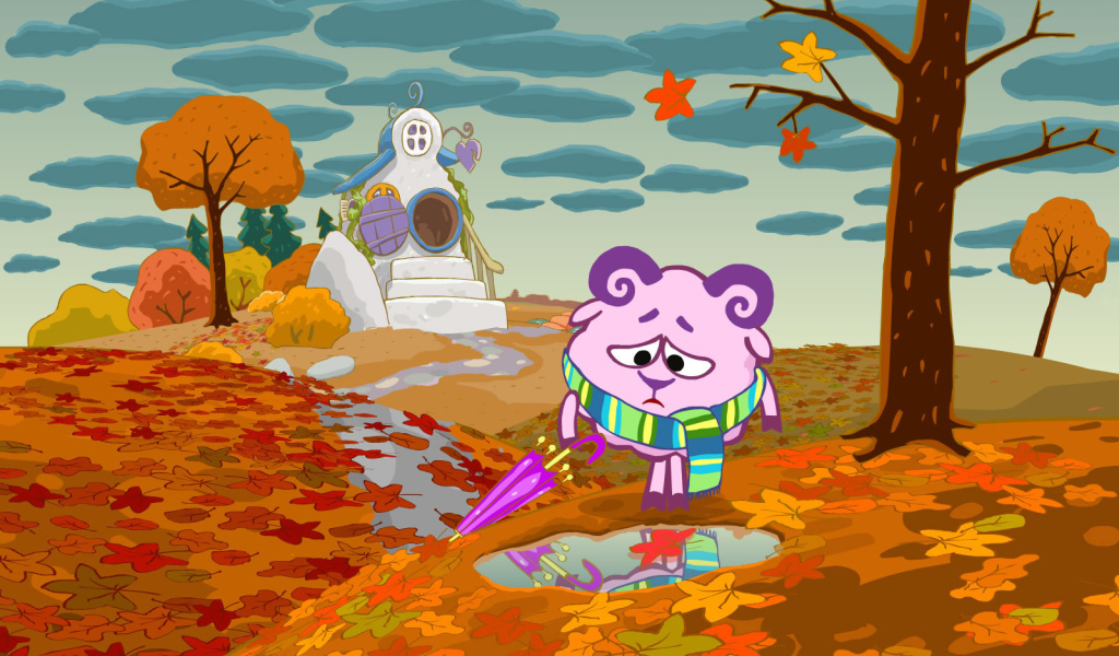 Грустная осень в мультфильме Смешарики