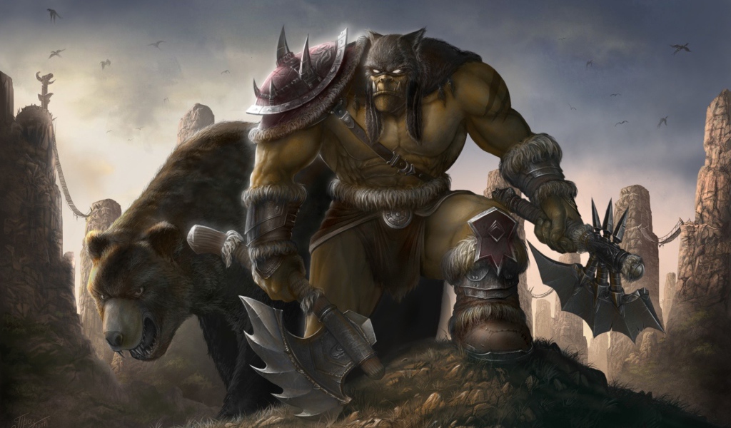 Медведь и монстр из мультфильма