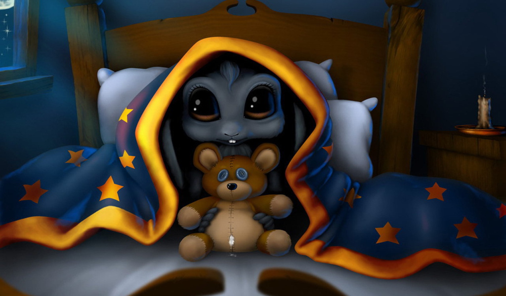 Игрушка под одеялом