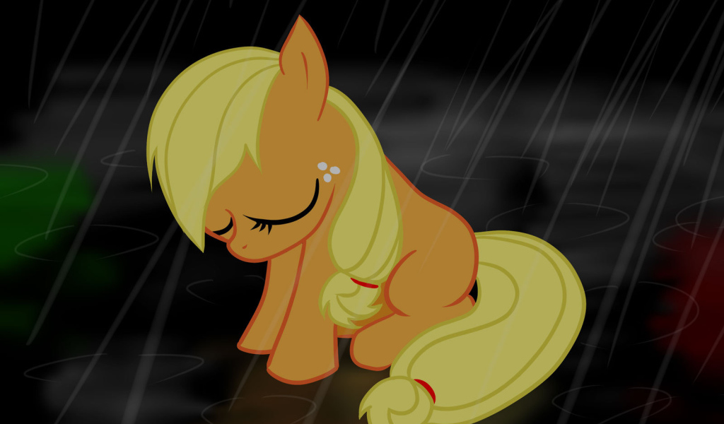 Маленький пони под дождем