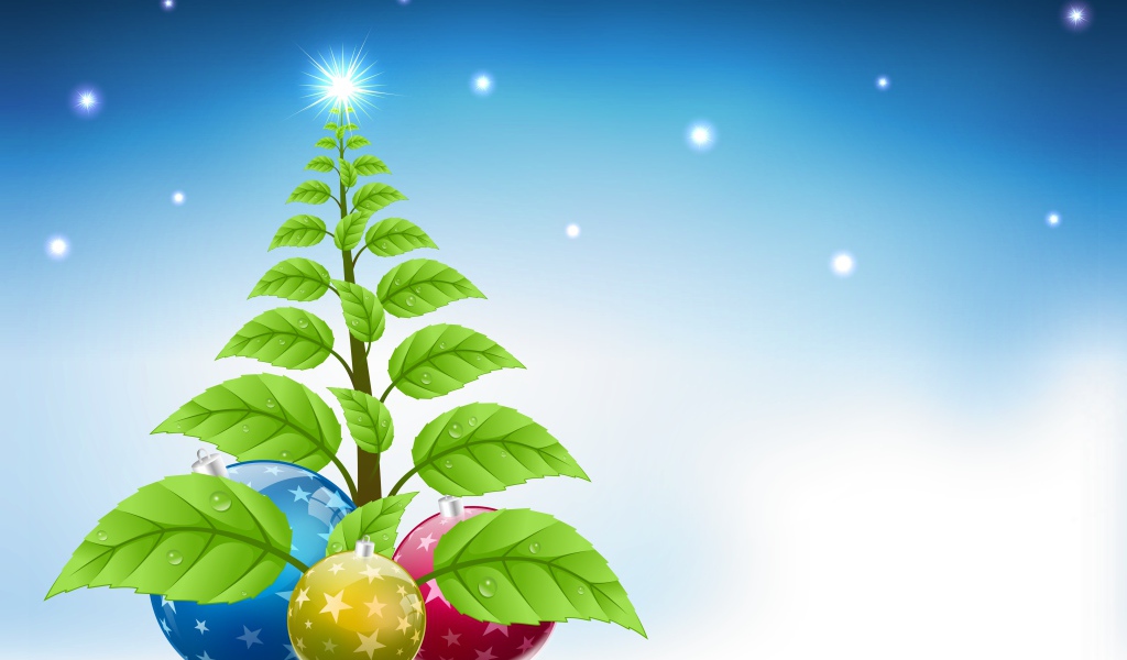 Елка с листьями