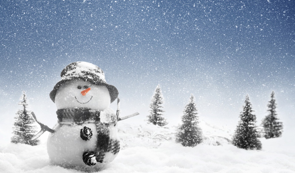 Веселый снеговик