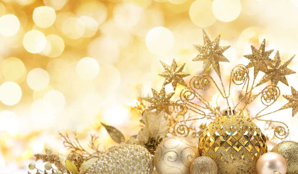 Золотые шары и звезды