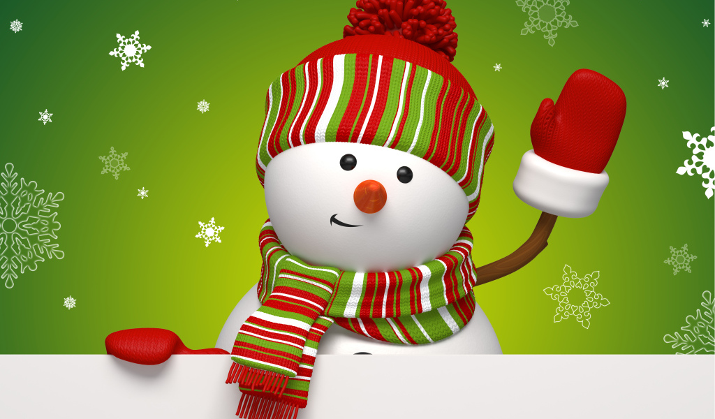 Снеговик машет рукой