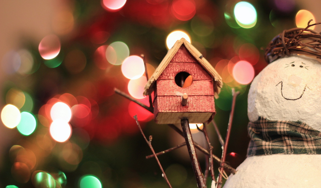 Снеговик с домиком для птиц