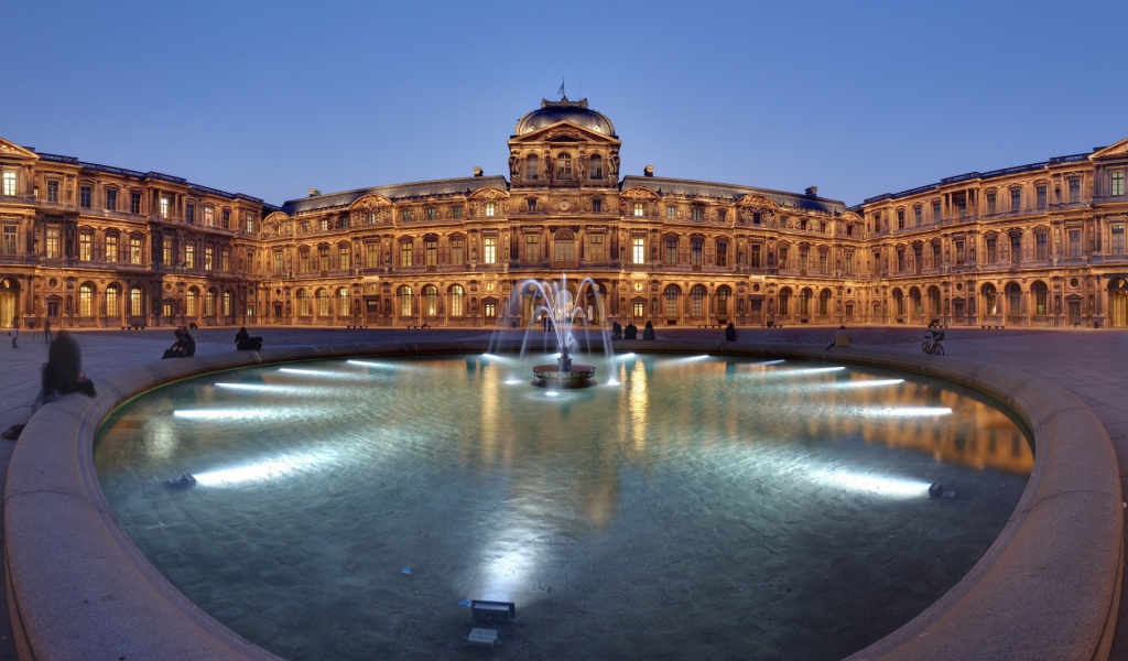 Городской пейзаж с фонтаном