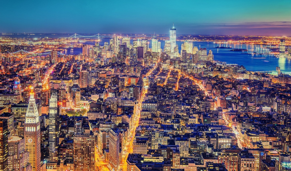 Огни вечернего Нью Йорка