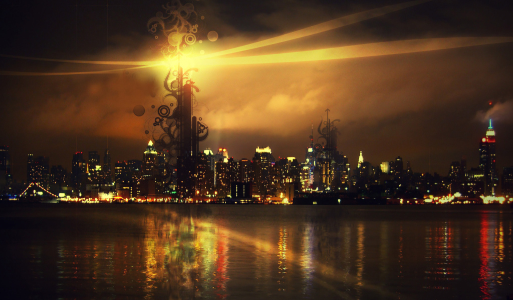 Городской пейзаж с рисунком