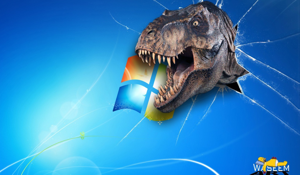 Windows с динозавром