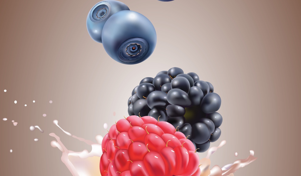 Ягоды падают в молоко