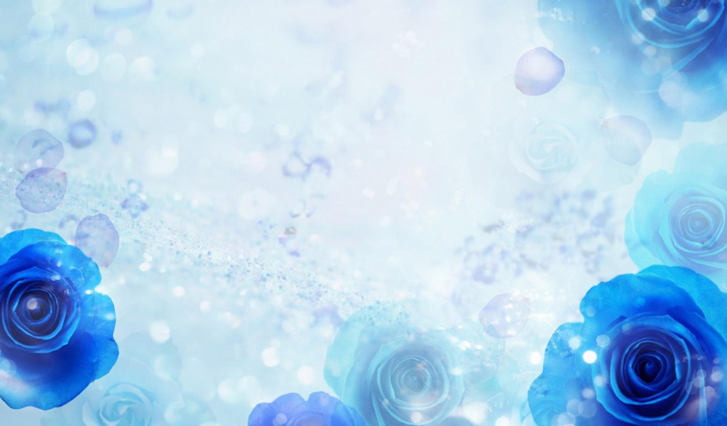 Синие розы на голубом фоне